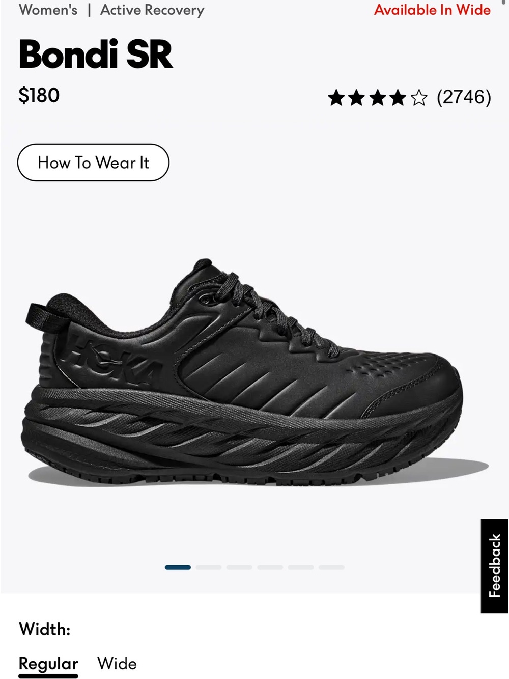 Hoka Bondi SR women’s Slip-Resistant Shoe - Black